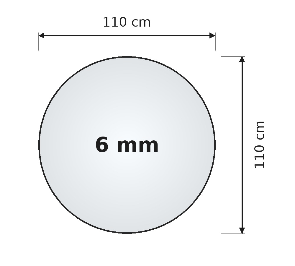 Funkenschutzplatte Glas 6 mm Lienbacher rund Ø 110 cm