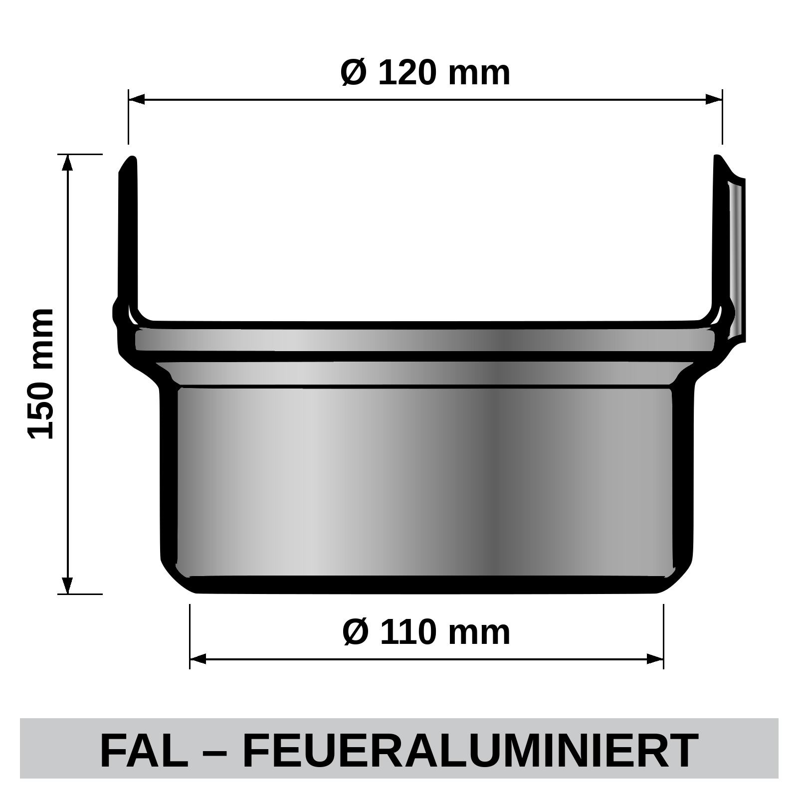ediFire Ofenrohr-Erweiterung Ø 110 auf 120 mm, feueraluminiert