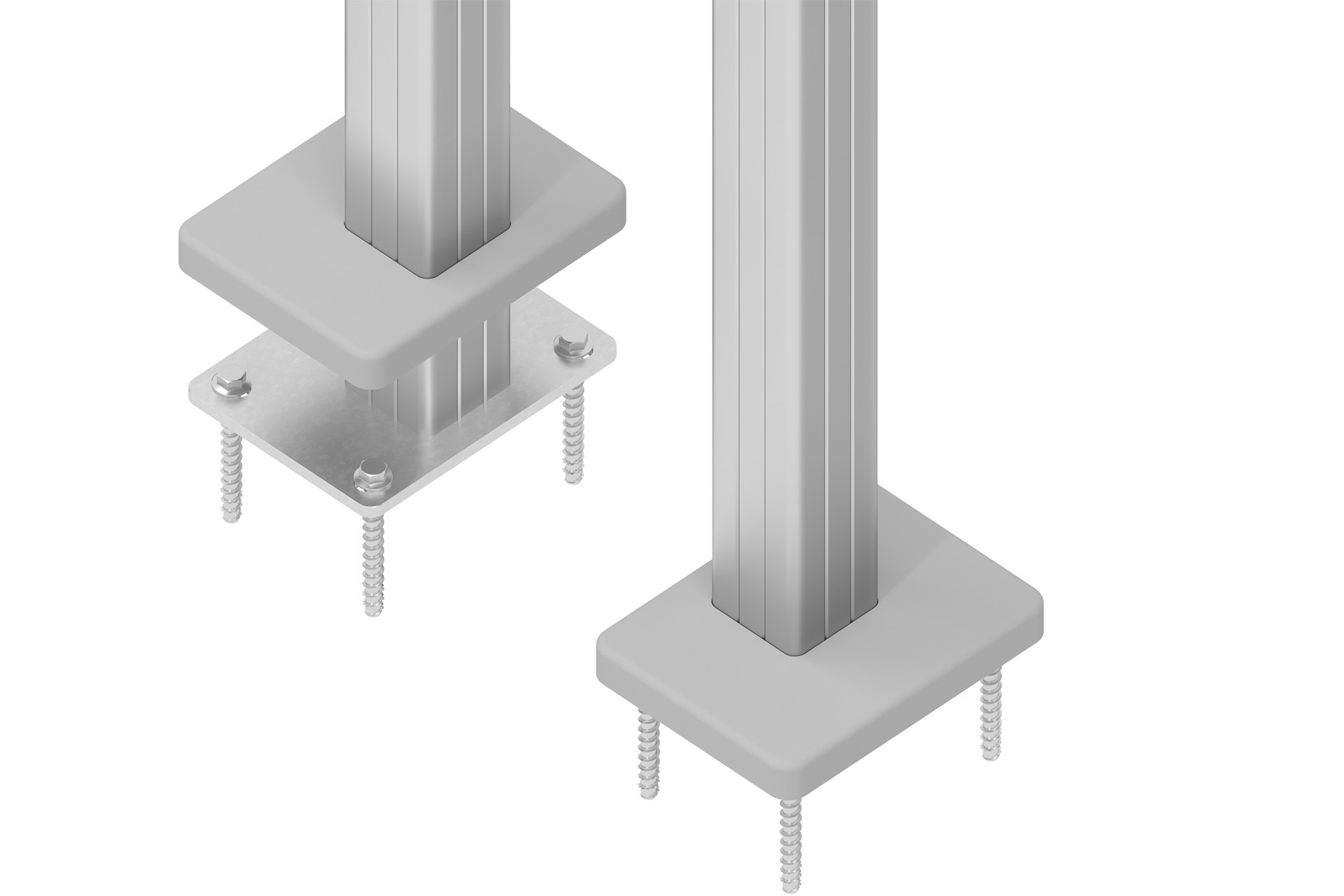 EASY-FENCE Pfostenträger-Abdeckung Silber, 2er-Set für Tor-Pfosten