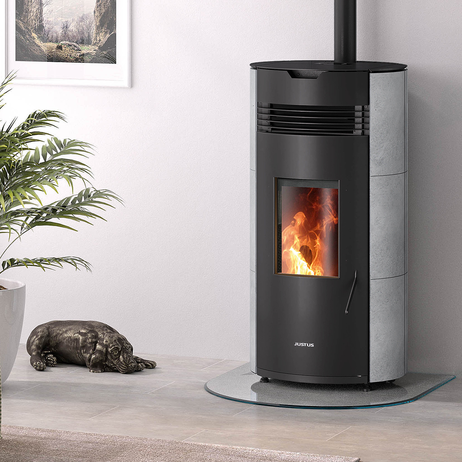 JUSTUS Norta Pelletofen 8 kW Speckstein/Schwarz mit WiFi