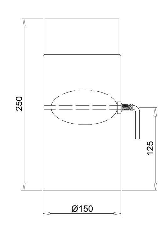 Ofenrohr Senotherm schwarz mit Drosselklappe Ø 150 mm Länge 250 mm