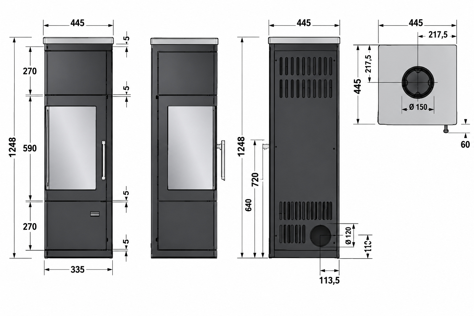 Kaminofen Justus Diego wärmePLUS raumluftunabhängig Stahl schwarz 6kW