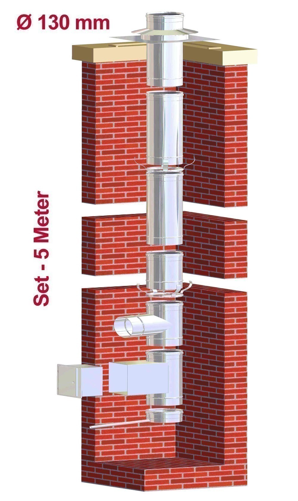 Kaminsanierung Set einwandig  Ø130mm/5m