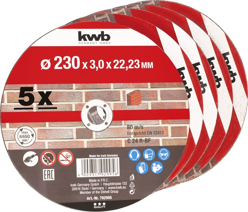 kwb Trennscheiben für Steinbearbeitung, Ø 230 mm, 5 Stück