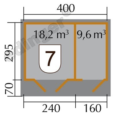 weka Gartenhaus 261 Gr.2, 28 mm, DT, Nebenraum m.