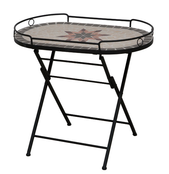 Siena Garden Serviertisch Stella 68x41cm Eisen schwarz Mosaik Stern