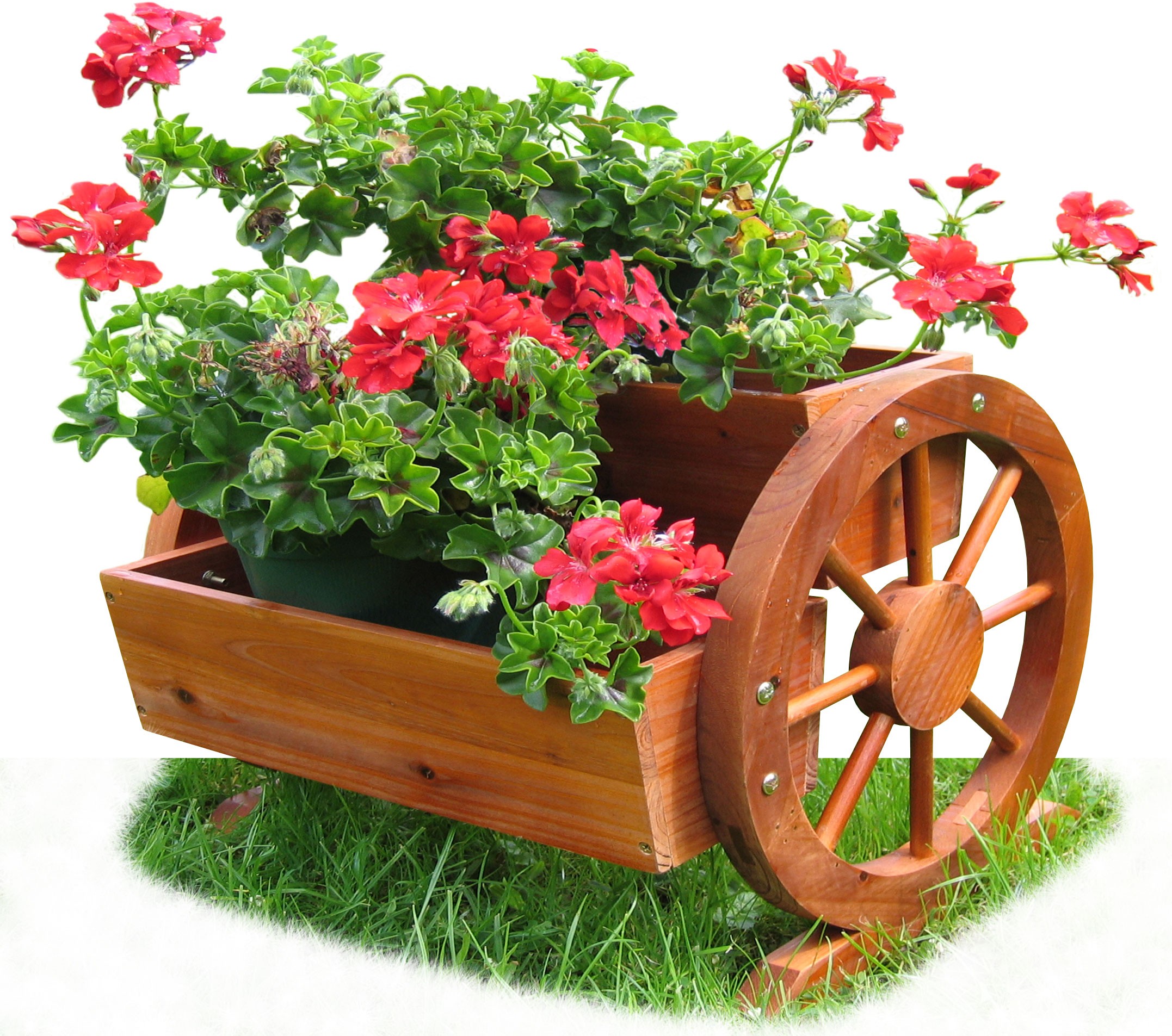 Blumenkasten Habau mit Wagenrad 44x42x40cm