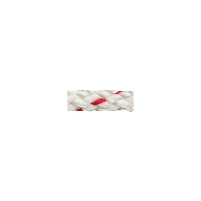 PP-Schotleine 8 mm, weiß mit rotem Kennfaden, Meterware