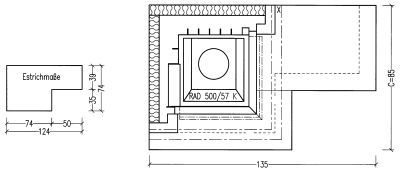 Kaminbausatz Hark Nebraska mit Radiante 500/57 K Marmor Bank links 8kW