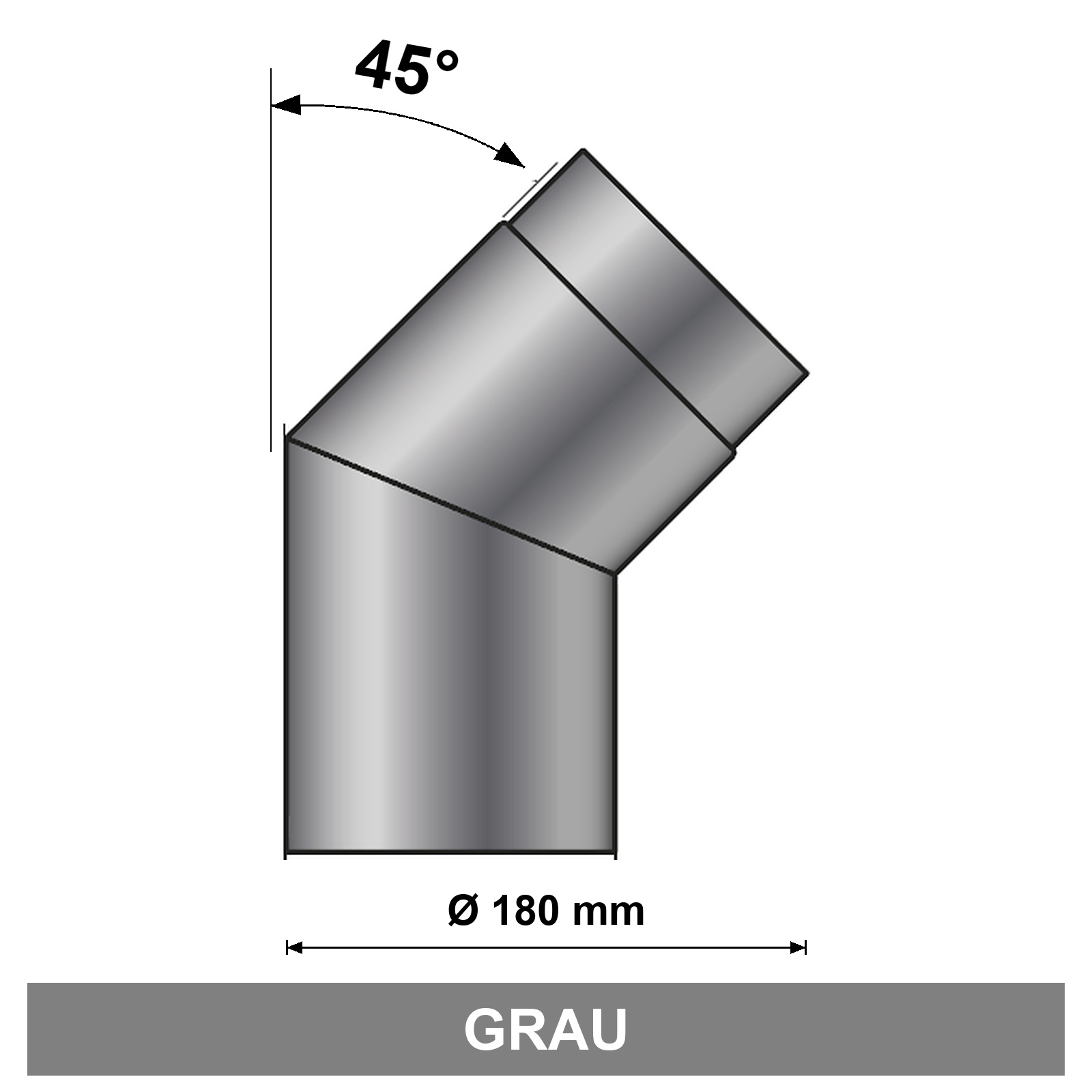 EdiFire Ofenrohrbogen 45° Ø 180 mm, grau