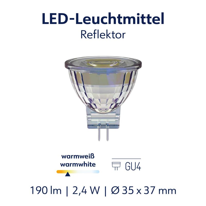 Müller-Licht LED Reflektor GU4 MR11 2,4W 190lm warmweiß 2700K 36°