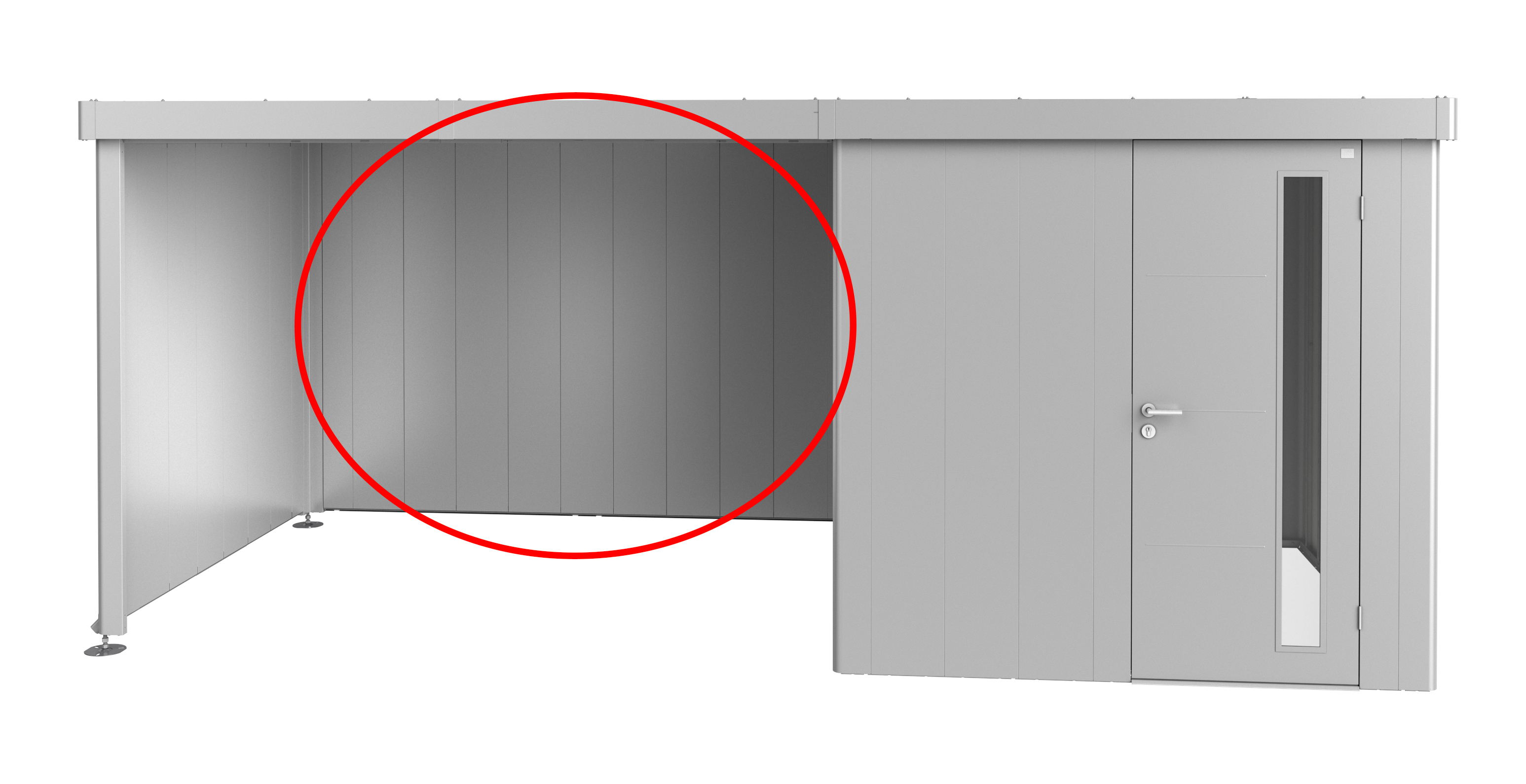 Biohort Rückwand zu Seitendach für Gerätehaus Neo silber 2A-4D