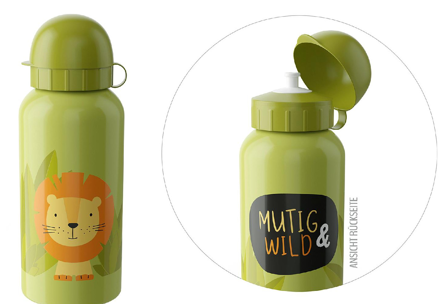 LA VIDA Kindertrinkflasche Mutig & Wild 400 ml Tieger