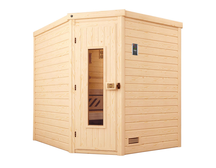 Weka Massivholz Element Sauna TURKU 7,5 kW OS MT Gr.2