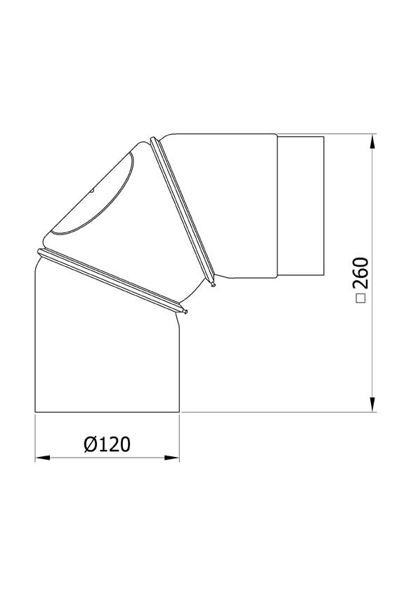 Ofenrohr Bogenknie 3tlg verstellbar 0-90° Ø120mm Senoth. grau m.T.