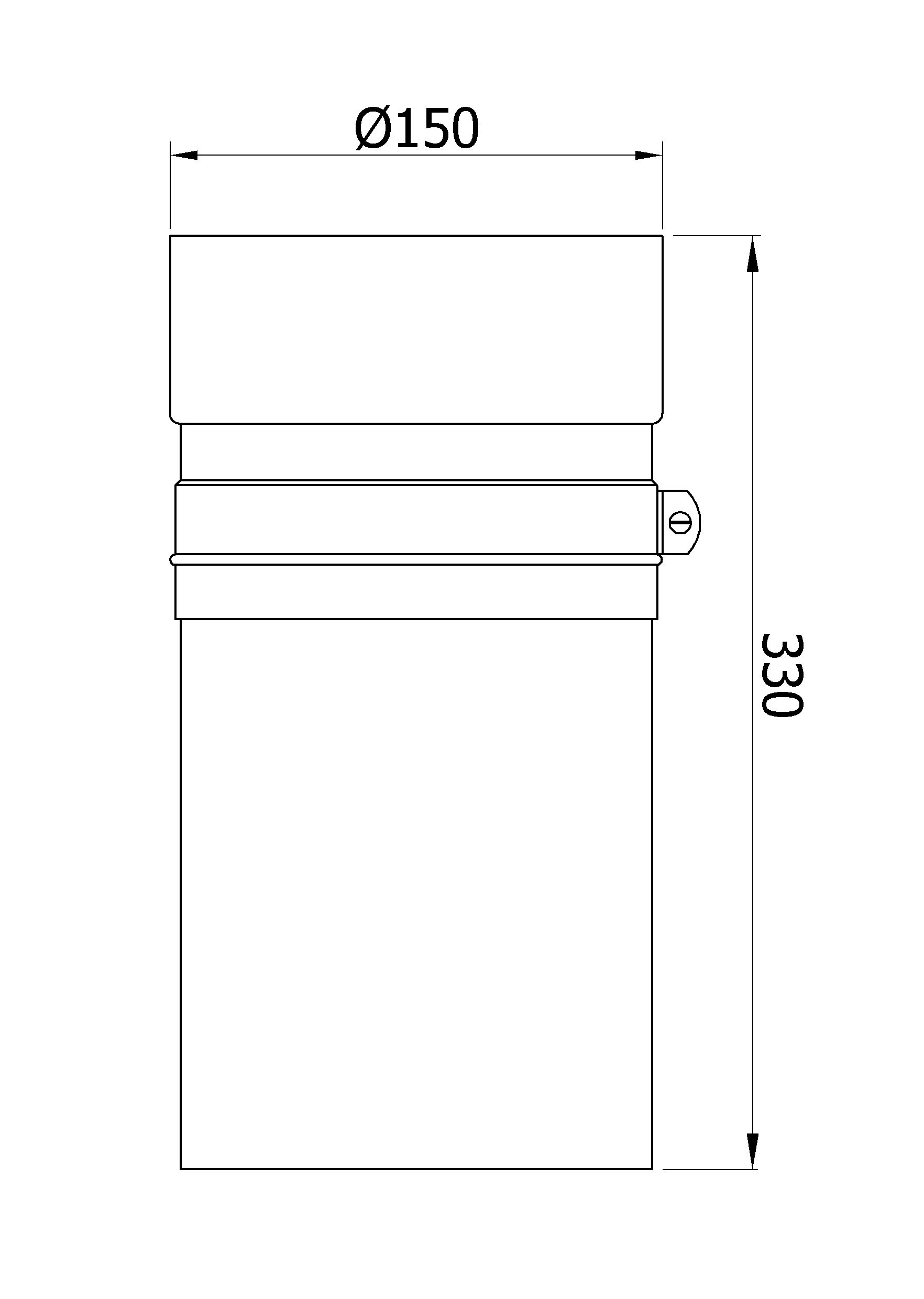 Ofenrohr / Rauchrohr Senotherm schwarz Ø150mm Länge 330mm einschiebbar