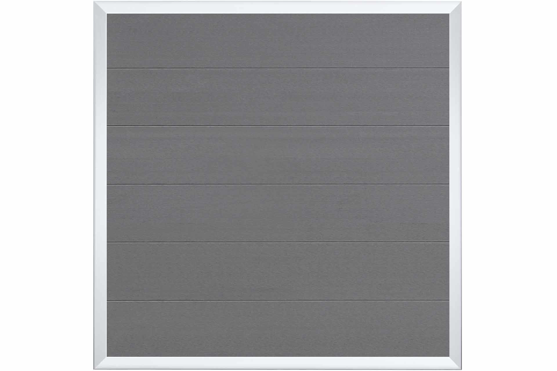 CARYS WPC-Rahmenzaun Grau mit Alu-Rahmen Silber, 180 x 180 cm