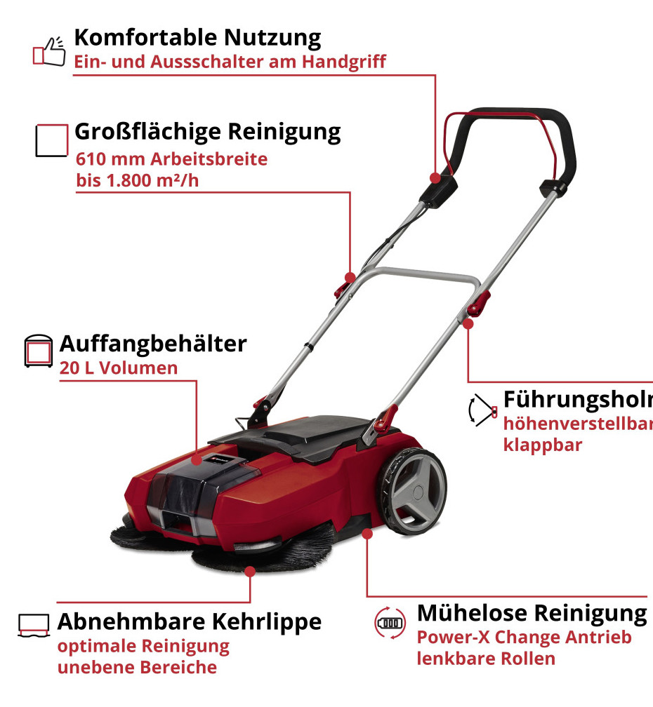 Einhell Kehrmaschine Expert AkkuTE-SW 18/610 Li Solo 18 V
