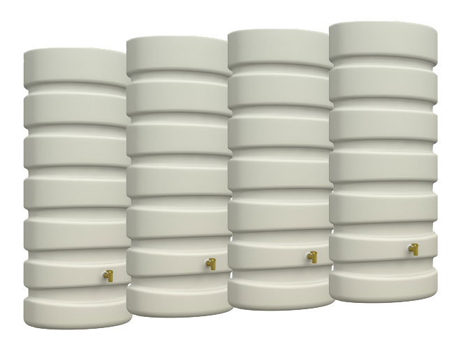 4Rain Regentonne Wandtank Classic 4x650 Liter Set sandbeige