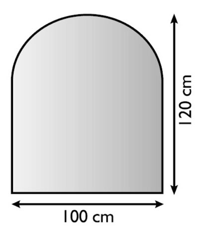 Funkenschutzplatte / Bodenplatte Lienbacher silber halbrund 100x120cm