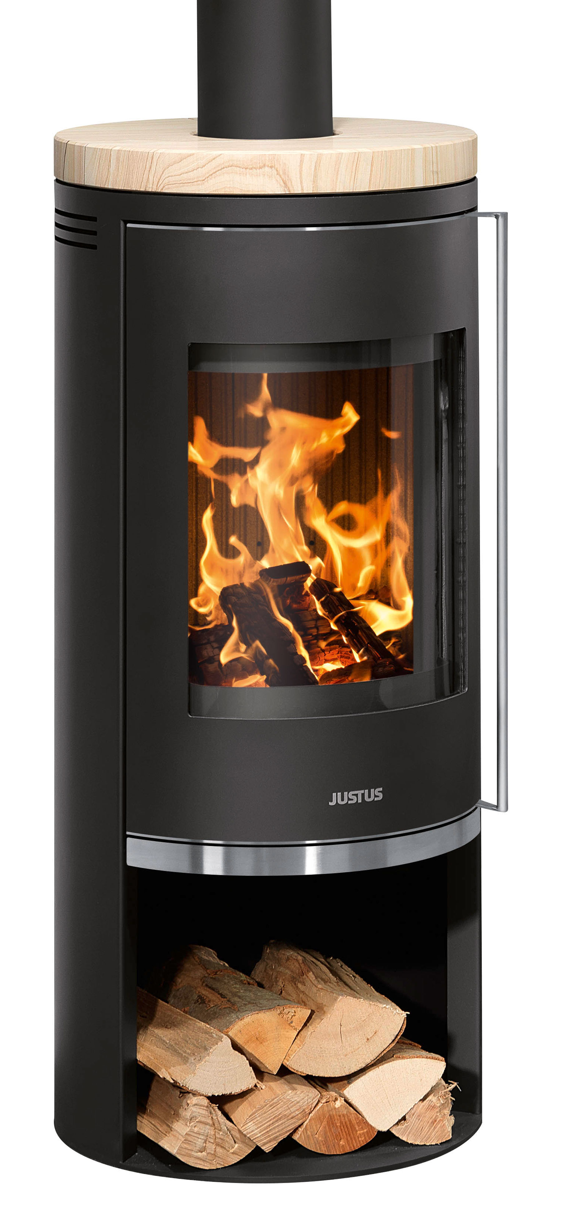 Kaminofen Justus Faro 2.0 raumluftunabh. Stahl schwarz Sandstein 6kW