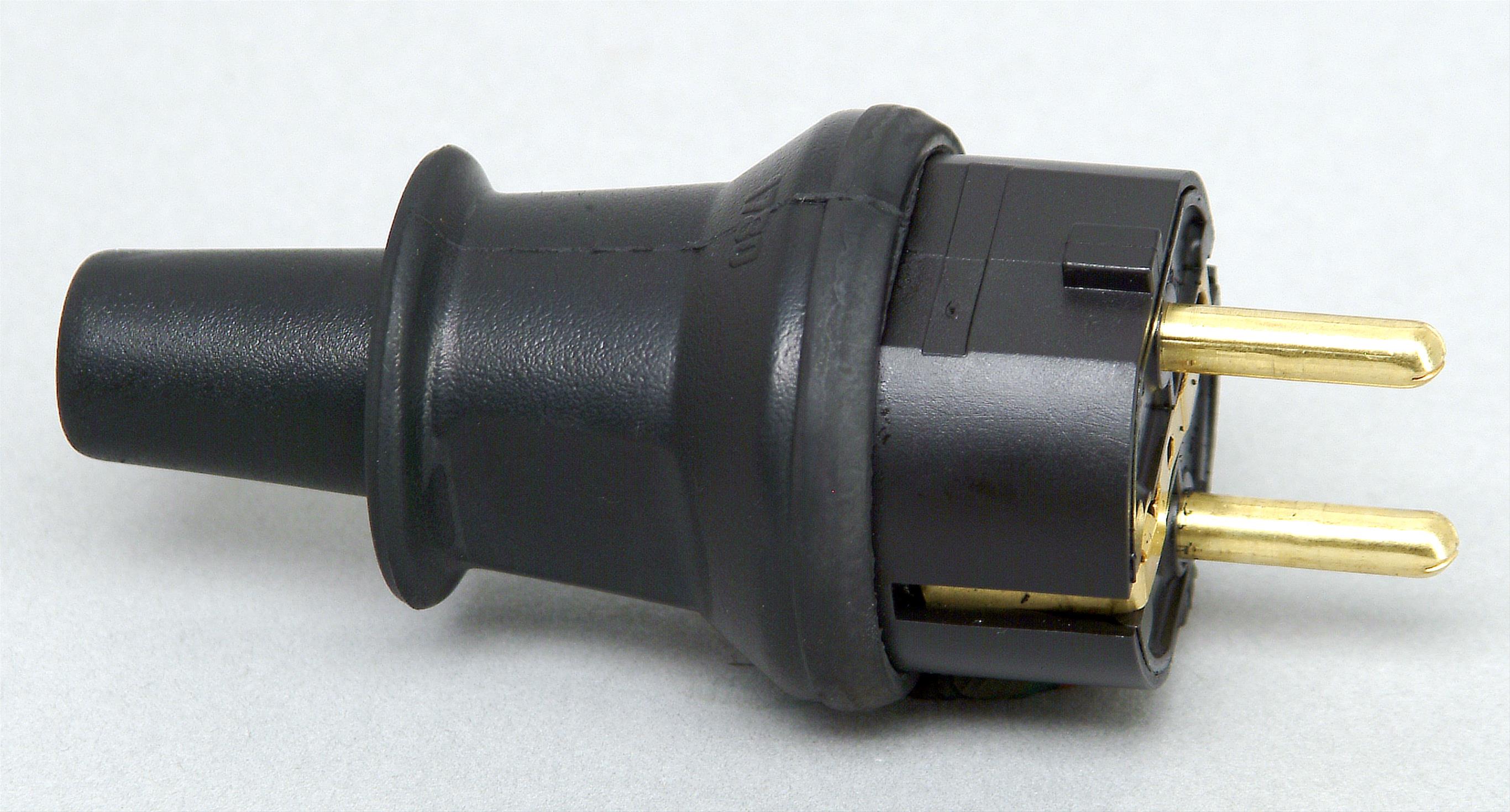 Kopp Schutzkontakt - Stecker mit Knickschutztülle schwarz