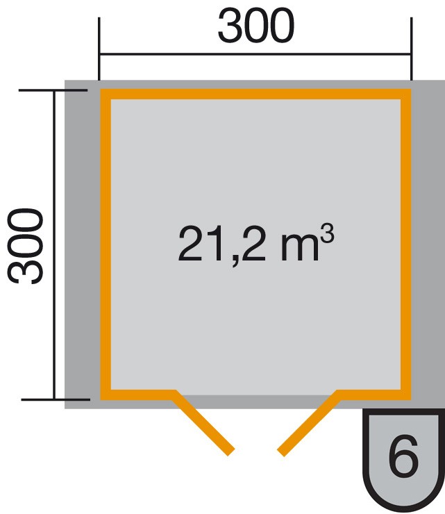 weka Gartenhaus Premium45 Gr.3, DT, 300 x 300