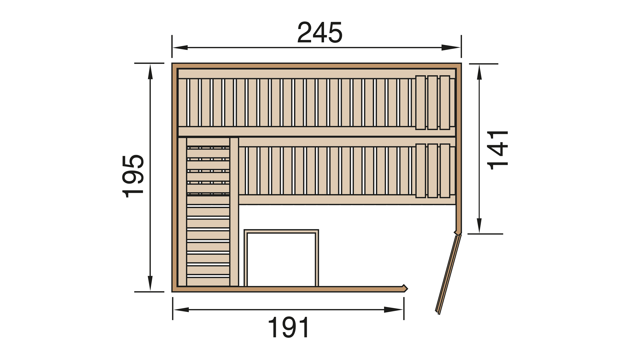 Weka Massivholz Sauna TURKU 3 HT