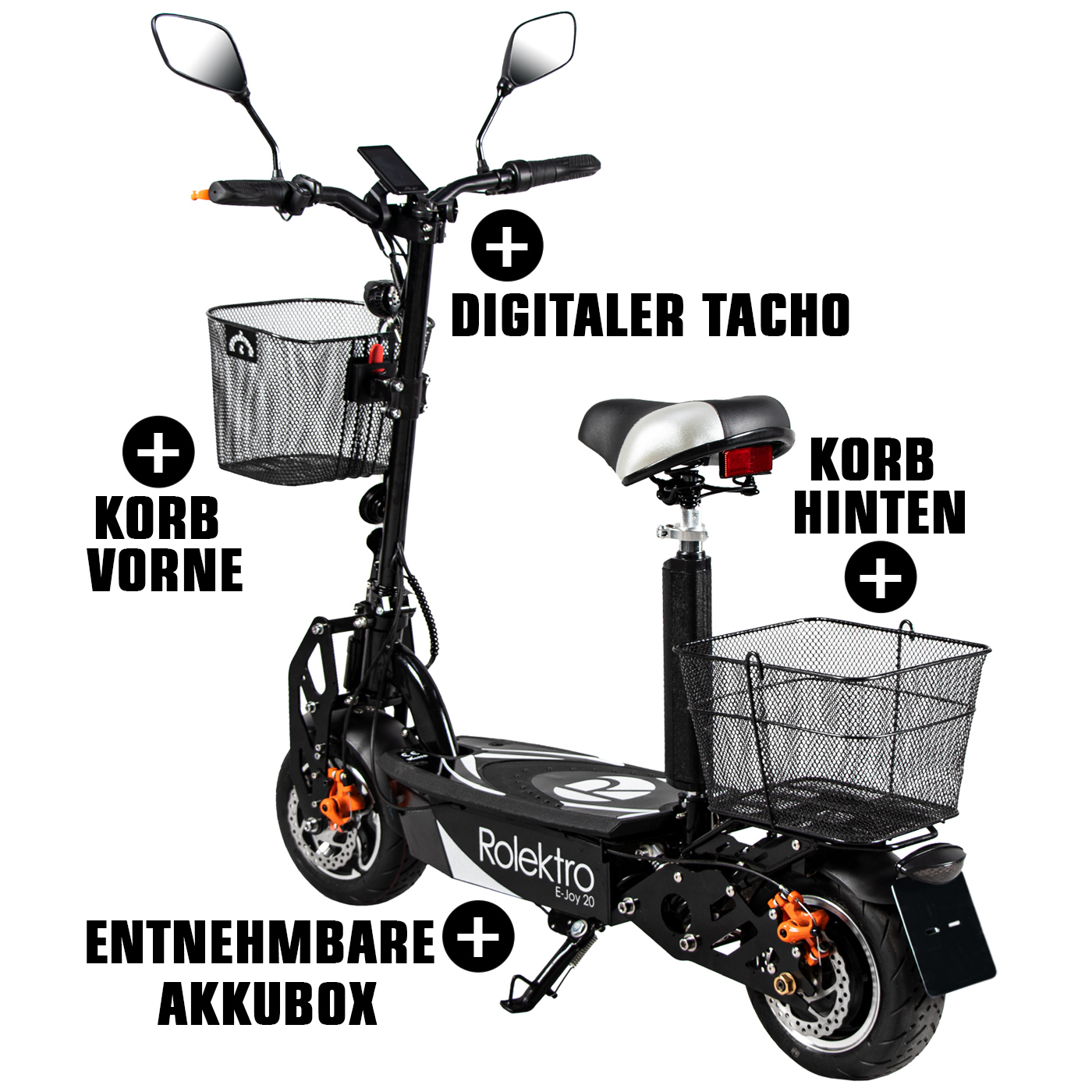 Elektroroller Elektroscooter mit Sitz Camping 20 Rolektro E-Joy 20LI