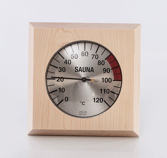 Eliga Thermometer für Sauna 170x170mm mit eckigem Holzrahmen