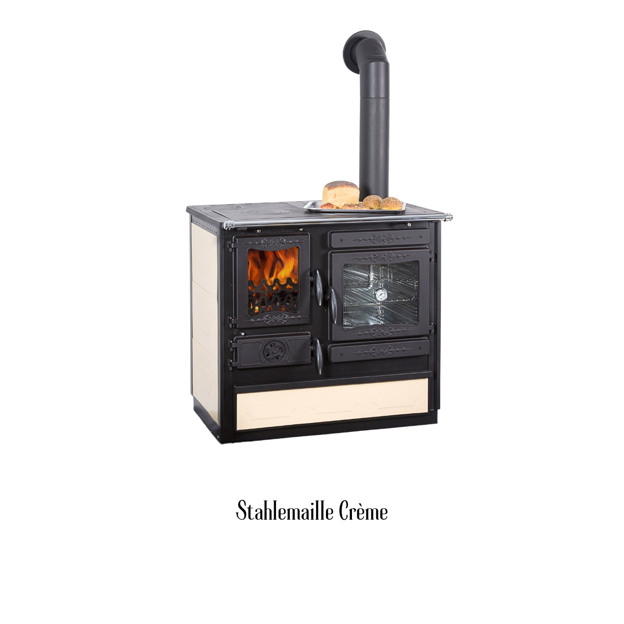 Globe Fire Alhena Holz-Küchenherd Emaille crème rechts 6,6 kW