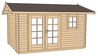Weka Blockbohlenhaus 28 mm 163 Gr. 2 natur 410x380cm