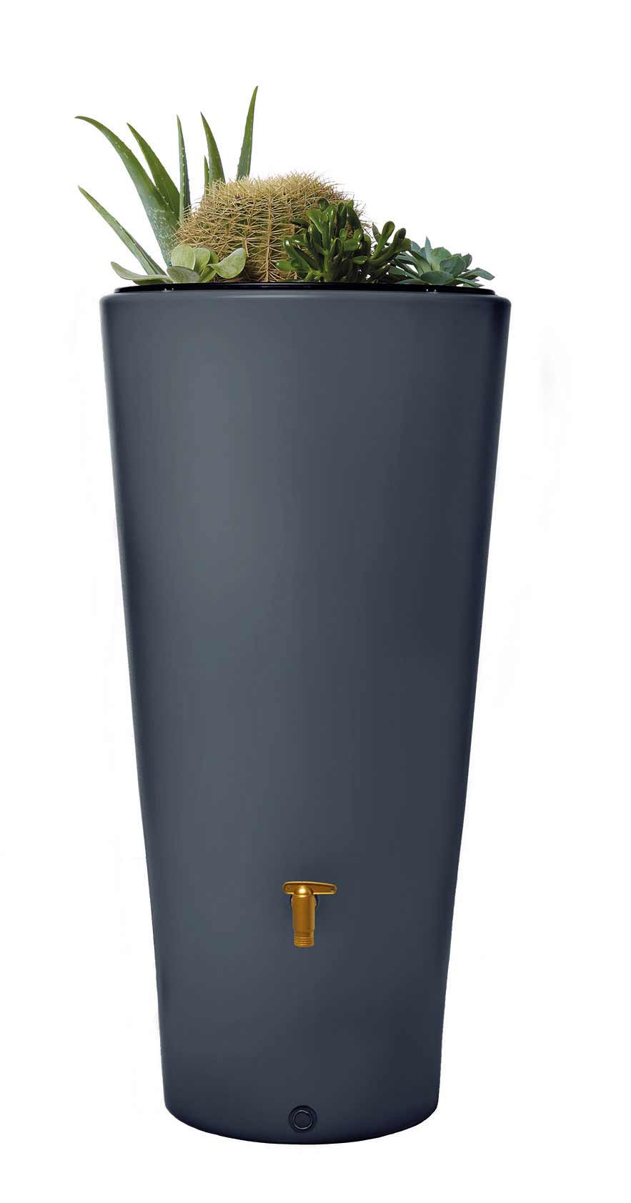 4Rain Regentonne VASO 2in1 220L mit Pflanzschale graphit grau