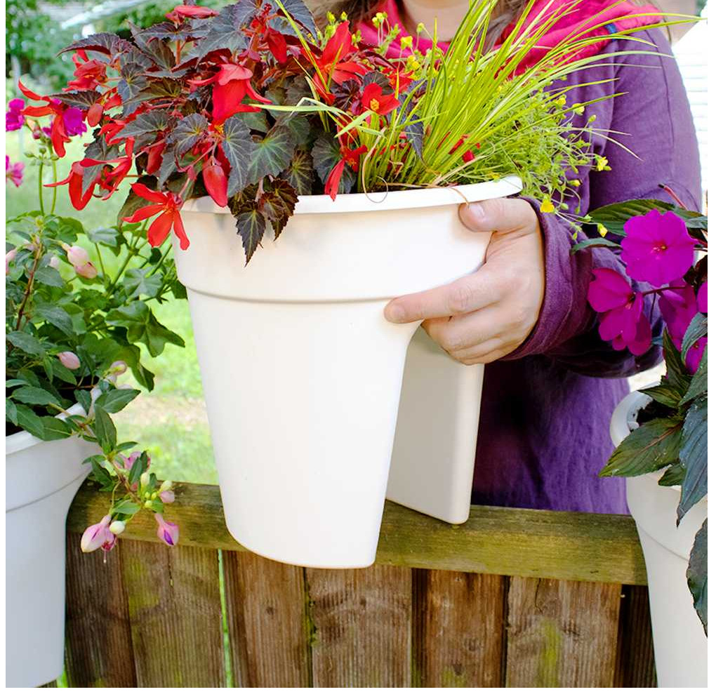 KHW Geländer Blumentopf Flowerclip 3er Set weiß