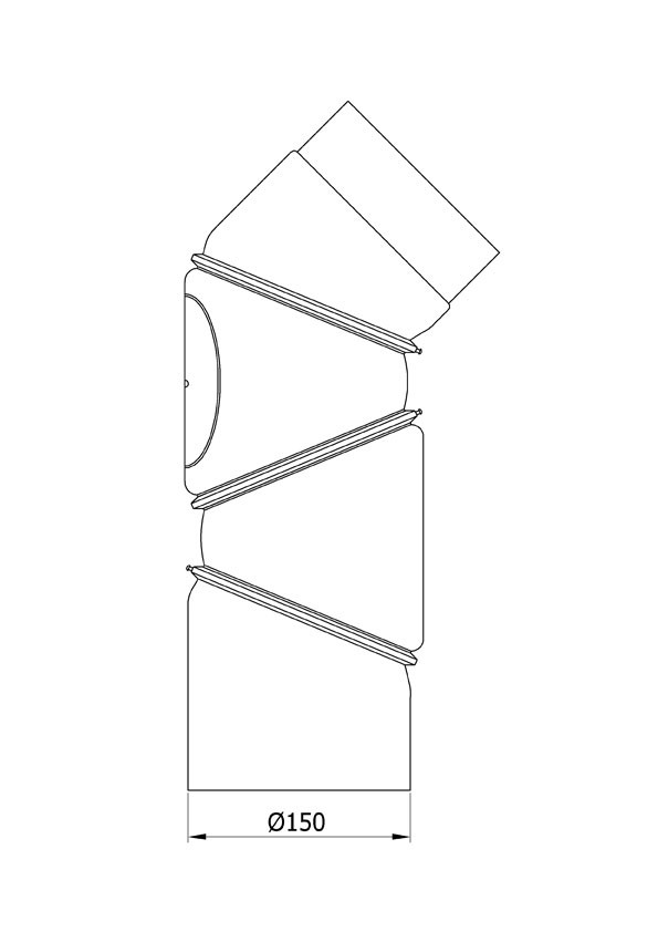 B-WareOfenrohr Bogenknie 4tlg verstellbar 0-90° Ø150mm Sen. schw. m.T.