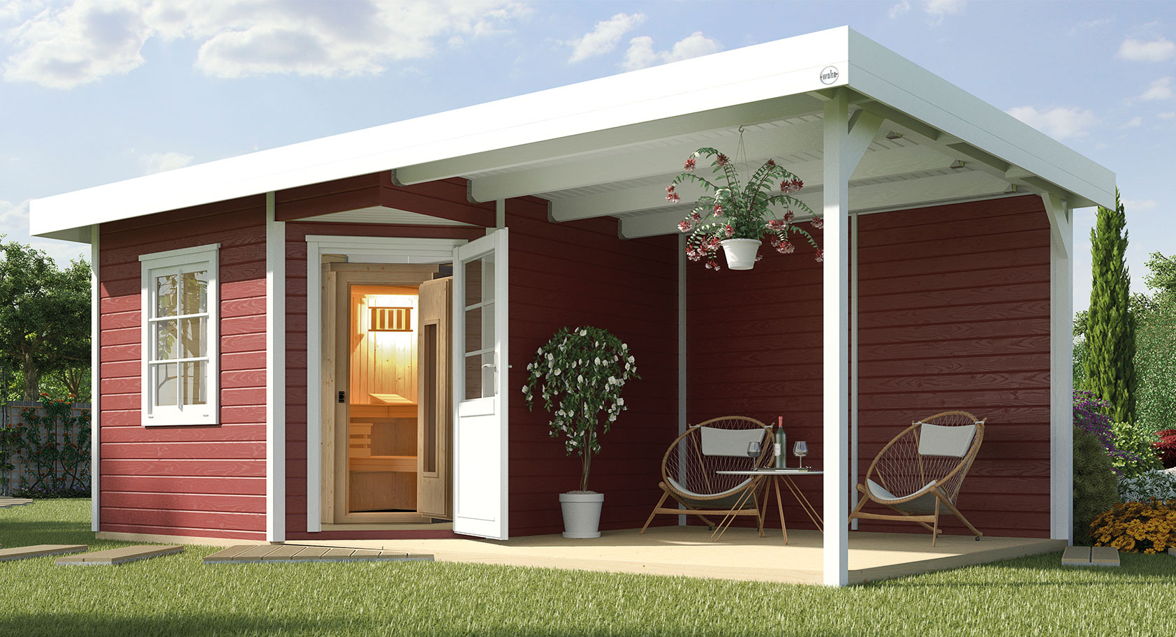 Weka Gartensauna / Saunahaus 28mm Salo 2 schwedenrot ohne Saunaofen
