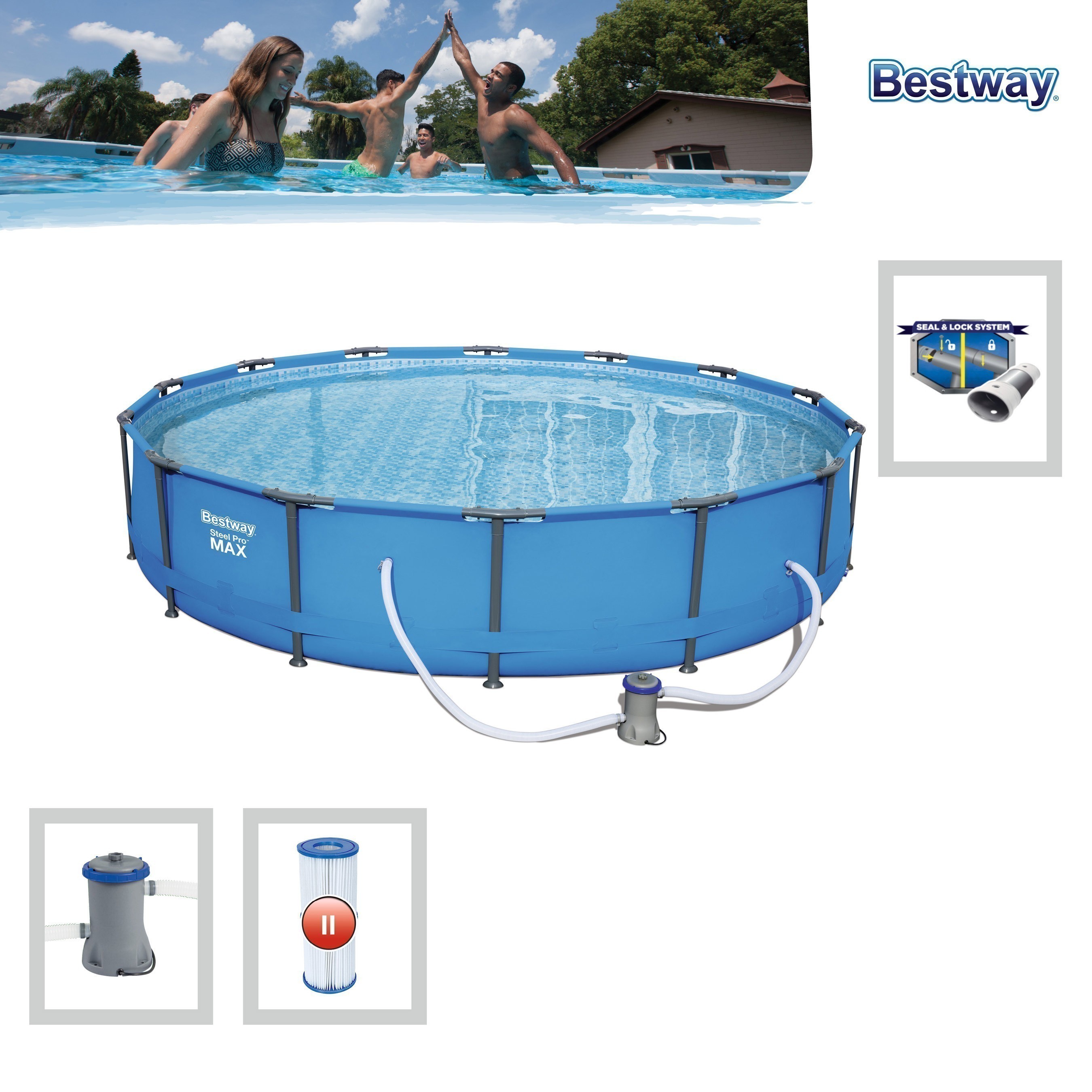Pool / Frame Pool Bestway Steel Pro Max Set Filterpump
e Ø 427x84cm