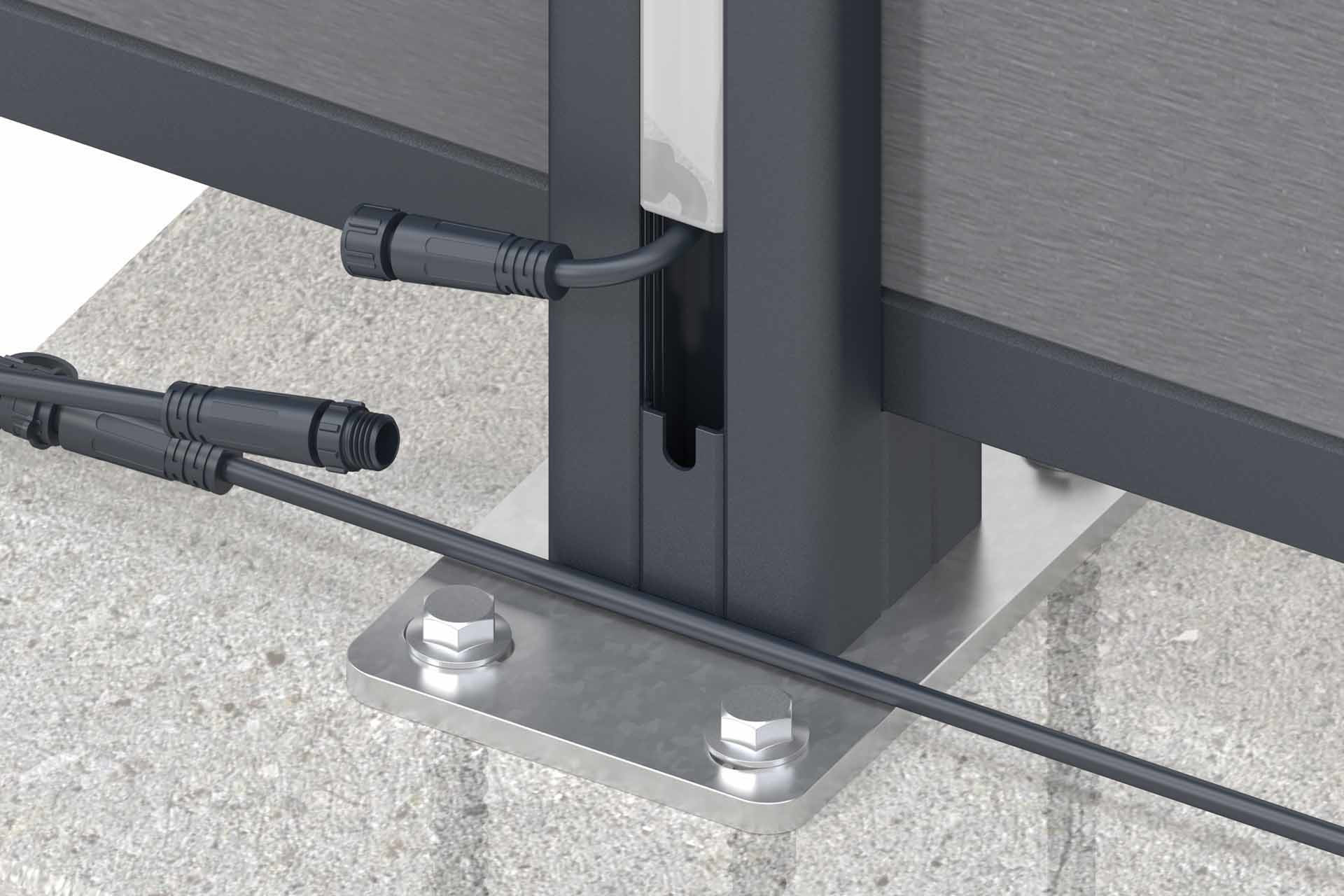 EASY-FENCE LED-Lichtleiste vertikal für Alu-Pfosten, 200 cm Kabel