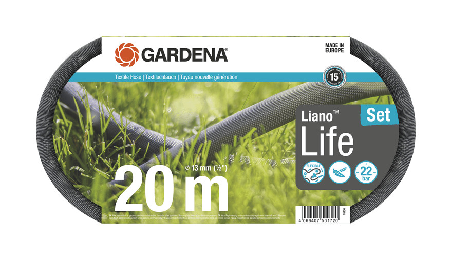 Gardena Textilschlauch Liano Life 1/2 Zoll 20m 18450-20