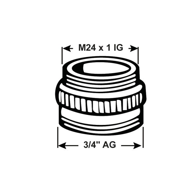 Übergangs-Stück Conmetall M28/1 x 3/4"AG, chrom