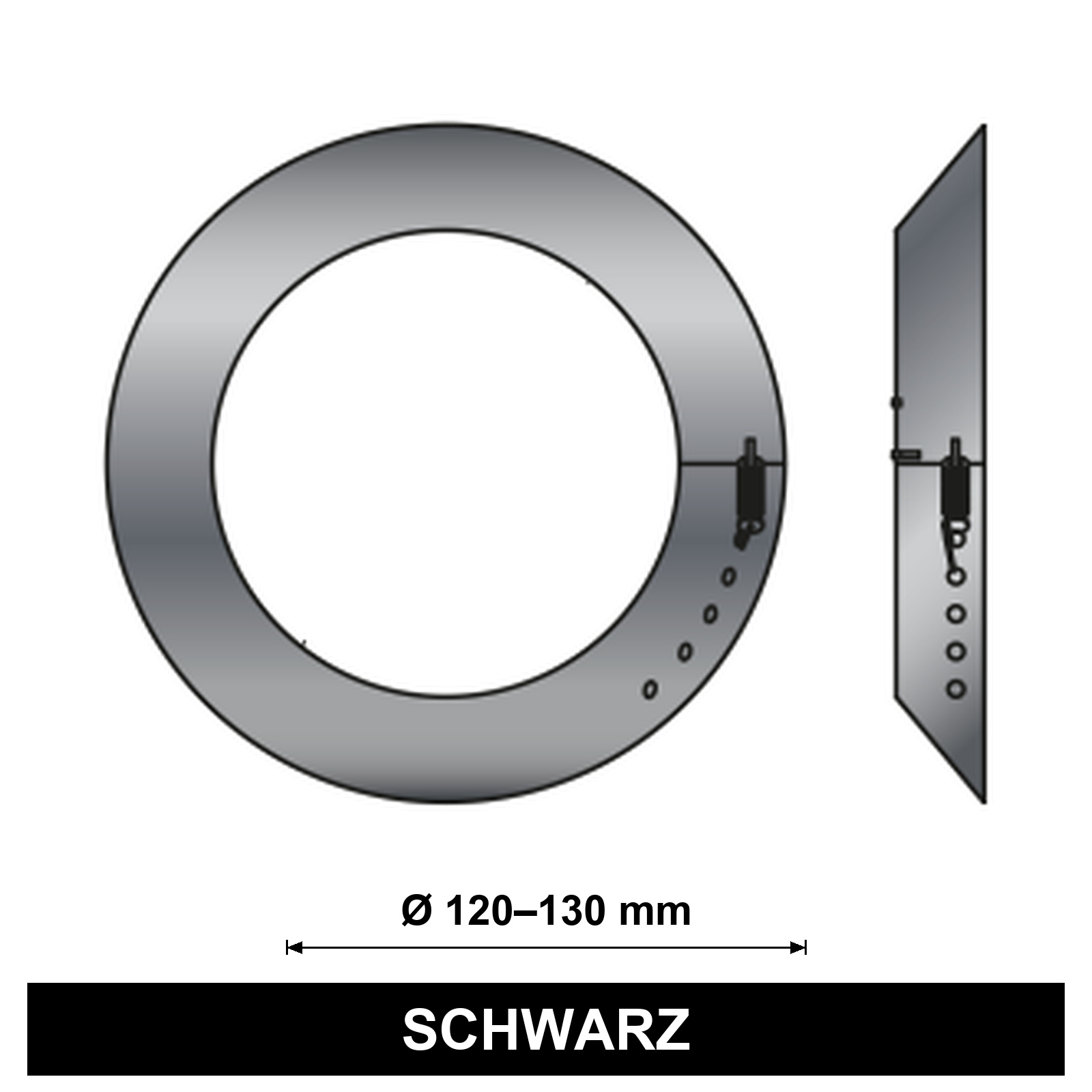 ediFire verstellbare Rosette für Ø 120-130 mm, schwarz
