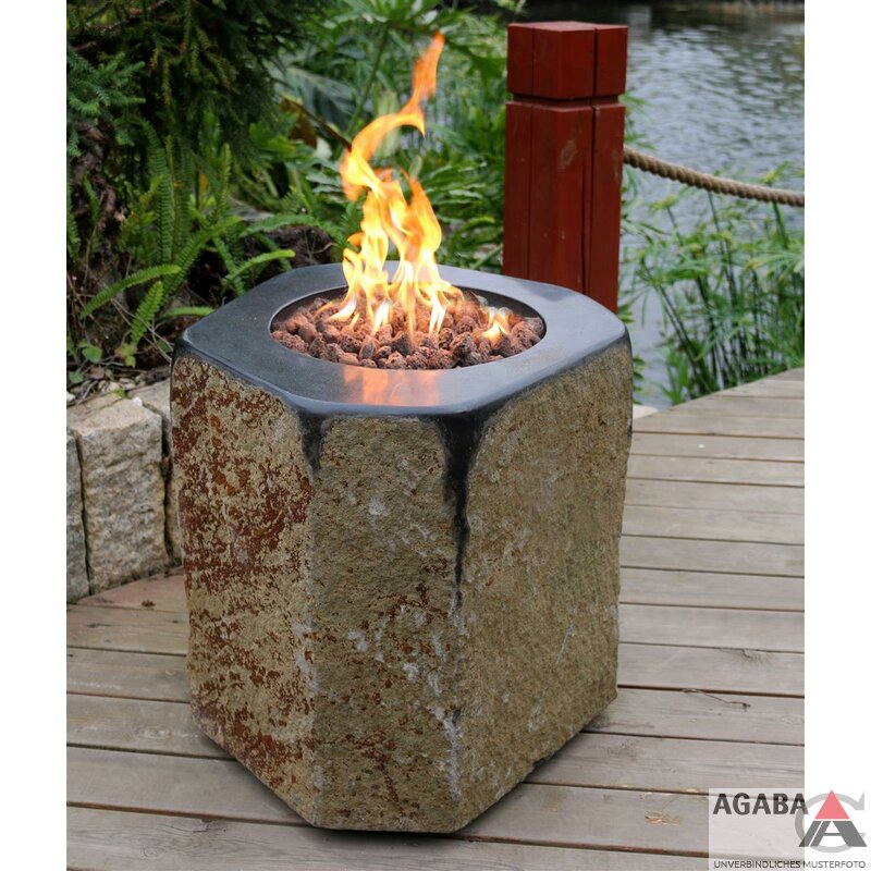 Agaba Gas Feuerstelle Derby aus Basalt Naturste Modeno