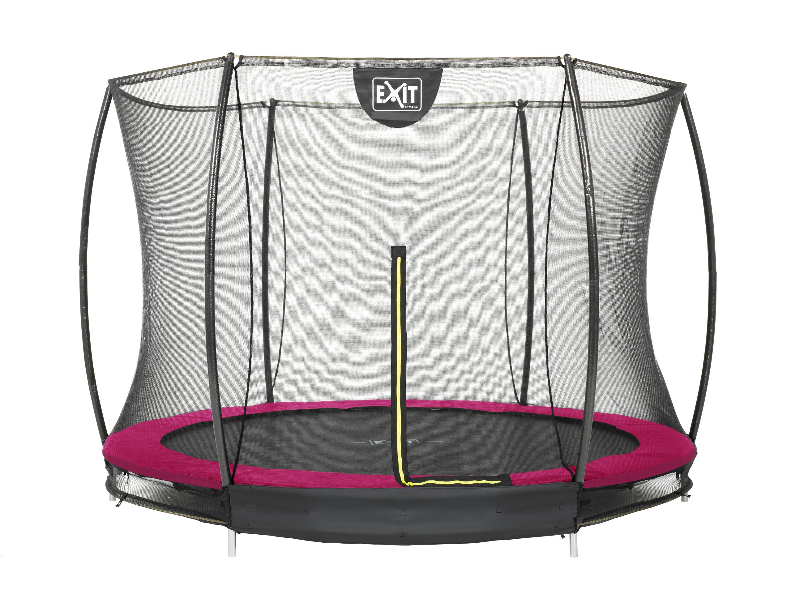 Trampolin EXIT Silhouette Ground mit Sicherheitsnetz Ø244cm pink