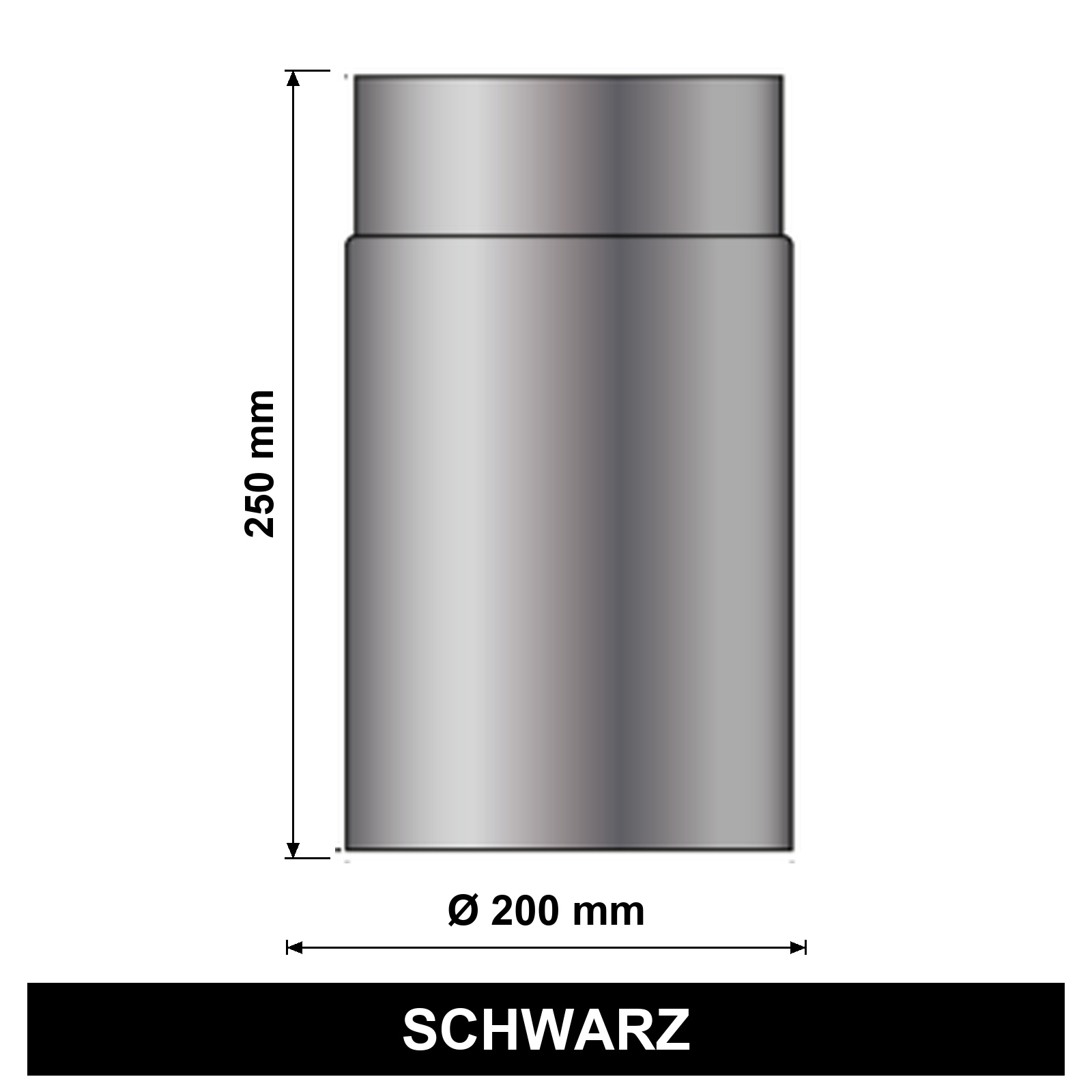 ediFire Ofenrohr Ø 200 mm, 250 mm, schwarz