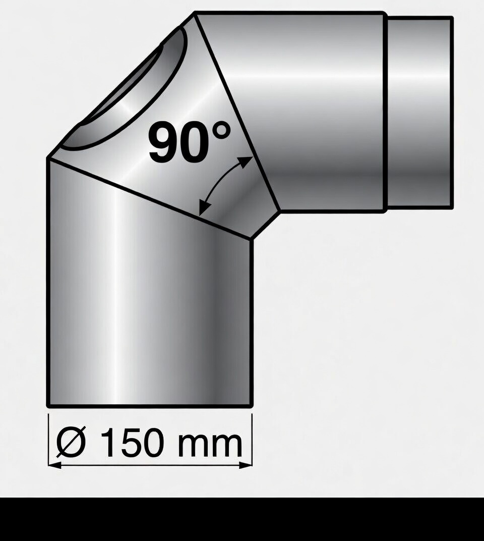 Ofenrohrbogen 90° Ø 120 mm Schwarz – 2 mm Stahl mit Öffnung