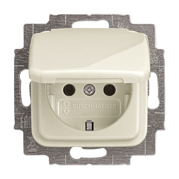 Busch-Jaeger® Schuko® Steckdosen-Einsatz mit Klappdeckel weiß