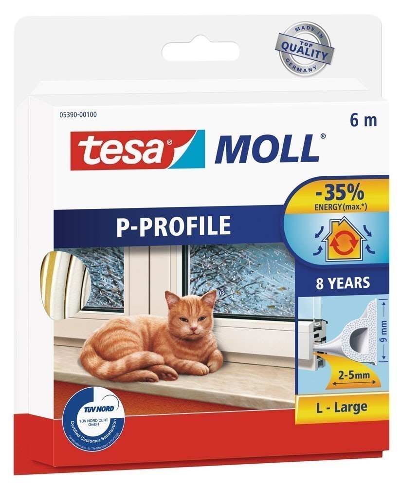 tesamoll® P-Profil Gummidichtung 9 mm x 6 m weiß
