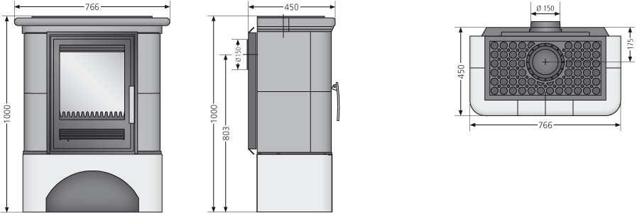 Kaminofen / Kachelkamin Justus Bavaria mit Sockel Ahorn Weiß 7 kW