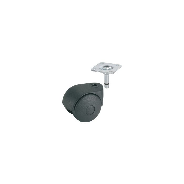 Parkett-Doppelrolle 40 mm, Kunststoff schwarz, Platte 38 × 38 mm
