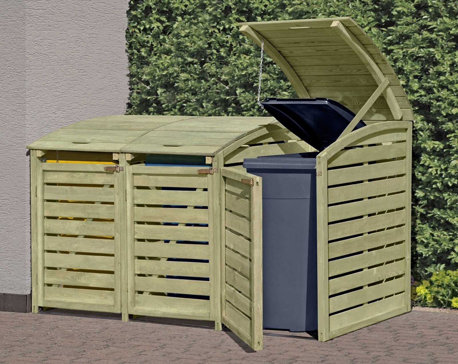 Holz Mülltonnenbox für 3 x Mülltonnen 240 Liter kdi